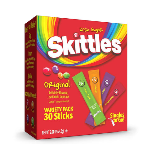 SINGLES TO GO! Skittles Variety Pack, Watertok Powdered Drink Mix, Zero Sugar,