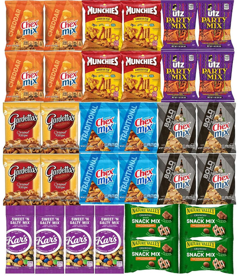 Pack Pack Package Packs (32 Pack) Snacks Variety for Adults - Snack Care - Party Mix Snack Mix Gift Box - Chex Mix