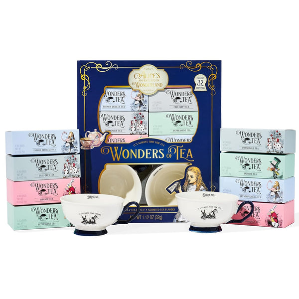 Alices Adventures in Wonderland Tea Assortment Gift Set, Includes 2 Ceramic Cups