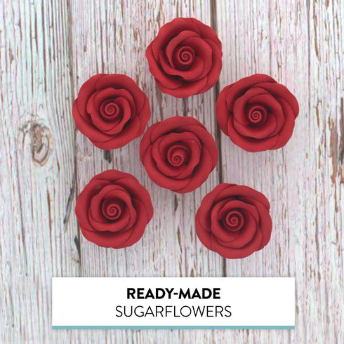 1.5 inches, 12 Count Global Sugar Art Premium Edible Roses, Red, Unwired, Medium by Chef Alan Tetreault
