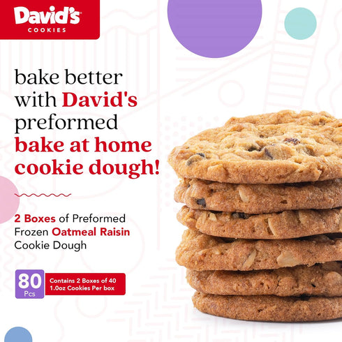 Frozen 80 Count David's Cookies Preformed Cookie Dough Oatmeal Raisin, Ready-to-Bake Cookies