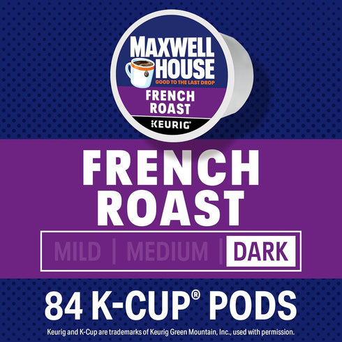 84 Maxwell House French Roast Dark Roast K-Cup Coffee Pods, ct Box