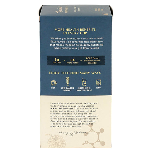 Teeccino Mango Lemon Balm Herbal Tea - Prebiotic SuperBoost™ for Good Gut Health, Caffeine-Free, 25 Tea Bags