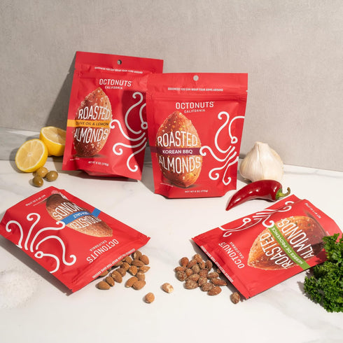 (6oz) Octonuts Olive Oil & Lemon Roasted Almonds Plant Based Protein Snack with Fiber Keto Friendly, Gluten-Free, Vegan