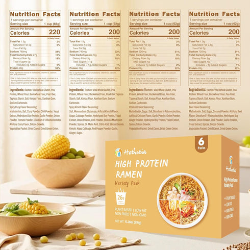 Pack Hethstia Konjac Shirataki Fettuccine Noodles & High-Protein Ramen Variety Keto, Vegan, Gluten-Free, Low-Carb Meal