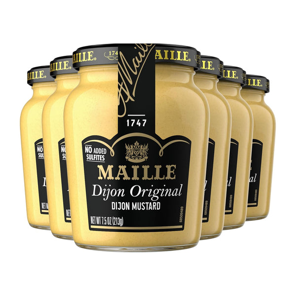 Maille Mustard, Dijon Originale No Added Sulfites, 7.5 oz, 6 Count (Packaging