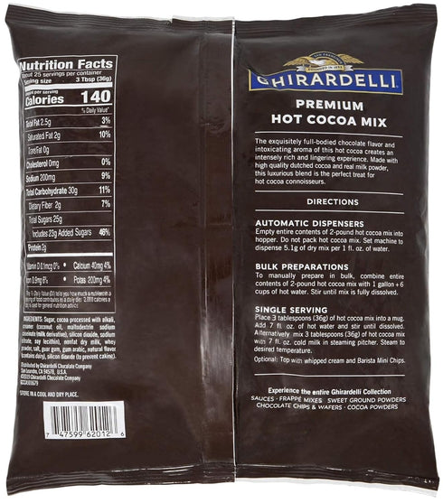 2 lb Ghirardelli Chocolate - Premium Hot Cocoa pouch with Ghirardelli Stamped Barista Spoon