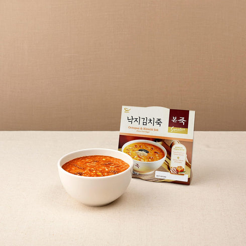 9.5oz(270g), BONJUK Octopus & Kimchi Juk(Porridge) Bowl - Korean soup stew Kfood, Hearty Breakfast Oat Meal bowl type