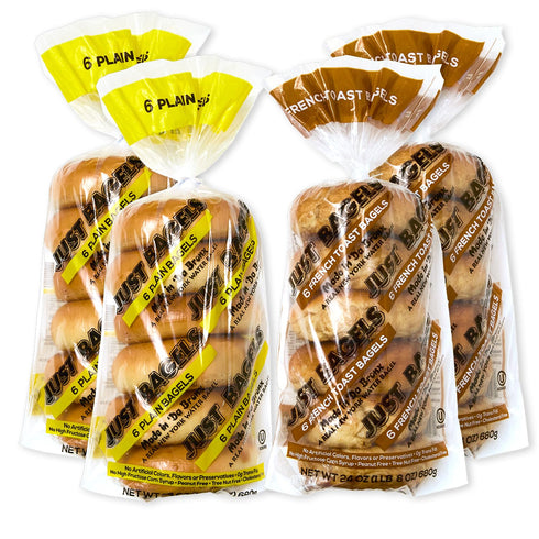 Just Bagels Mixed Bundle - 2 Bags of Plain & 2 Bags