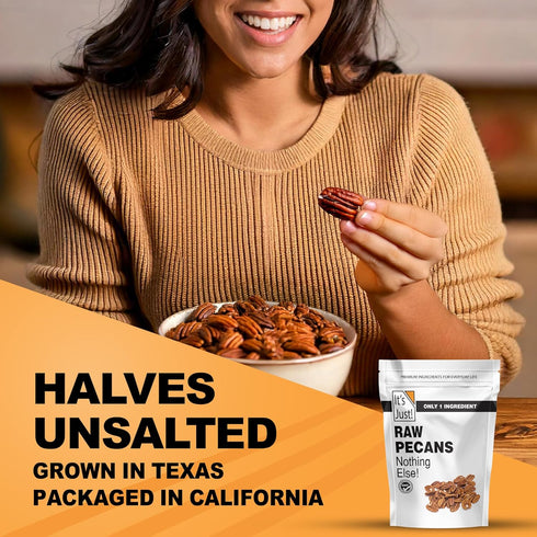 (15 (Pack 1)) It's Just - Raw Pecans Halves, Unsalted, Jumbo XL, Ready to Eat or Roast, Fancy Premium Nuts, Product
