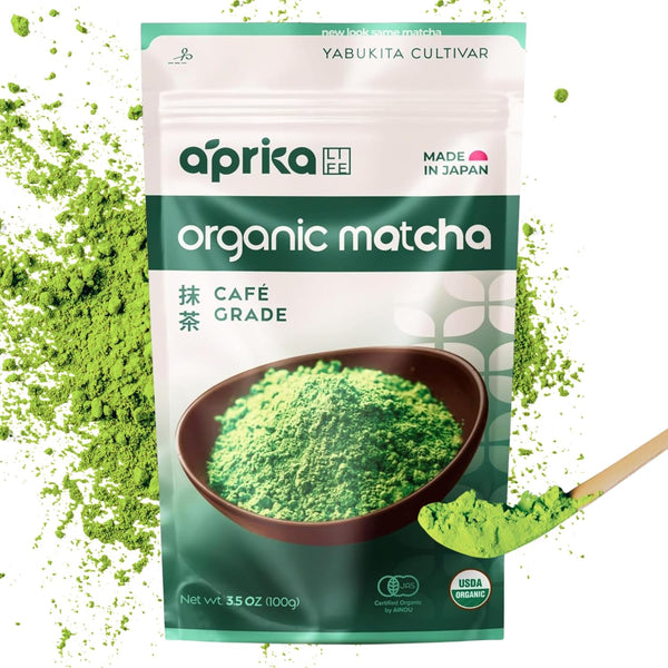 AprikaLife Organic Matcha Powder, USDA & JAS Certified, No Sugar Added, 3.5 oz/100g for Lattes & Baking