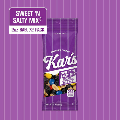 2 oz (Pack 72), Kars Nuts Sweet N Salty Trail Mix, Pouch of Gluten-Free Trail Mix Snack