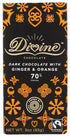 Divine Chocolate Chocolate bar Dark Ginger Orange, 3 Oz