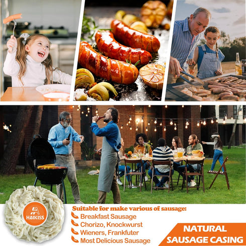 '-10M/32ft,36-38mm Natural Hog Sausage Casing, Edible Casings for Sausage Making, Grade A, Great for Snack Sticks