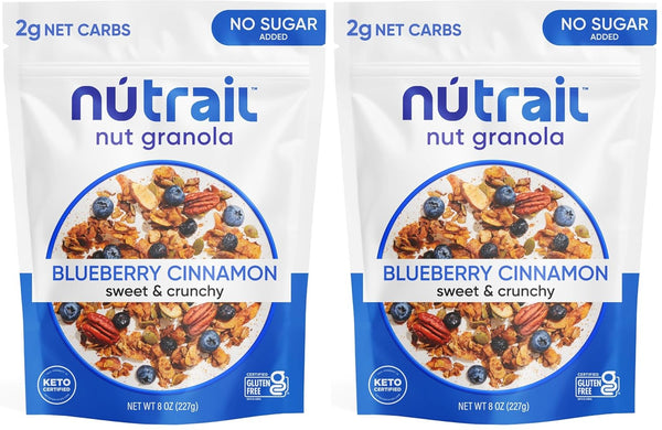 NuTrail Nut Granola Cereal,Blueberry Cinnamon,No Sugar Added,Keto,Low Carb,Gluten Free,Grain Free,Healthy Breakfast 8