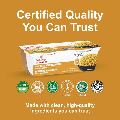 7.2g 1 Pack 6 (12 8.8 oz Eat Regal Gourmet Ready to Eat Roasted Chicken Flavoured Rice Cups, Protein per Sleeve, Minute