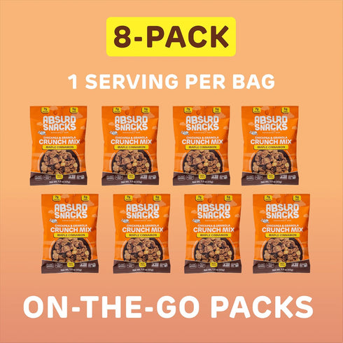 1.5 (Pack 8), Absurd Snacks Chickpea & Granola Crunch Mix, Nut-Free, Gluten-Free, Plant-Based Snack, Good Source