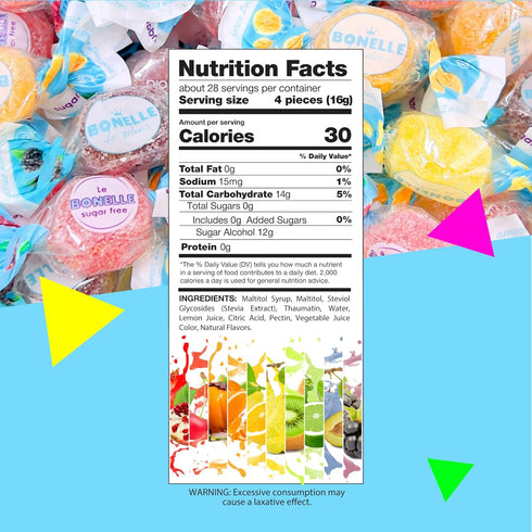1 Bonelle Italian Sugar Free Fruit Jelly Candy | Pound Bag | Individually Wrapped Vegan Dye Free Candy | Naturally