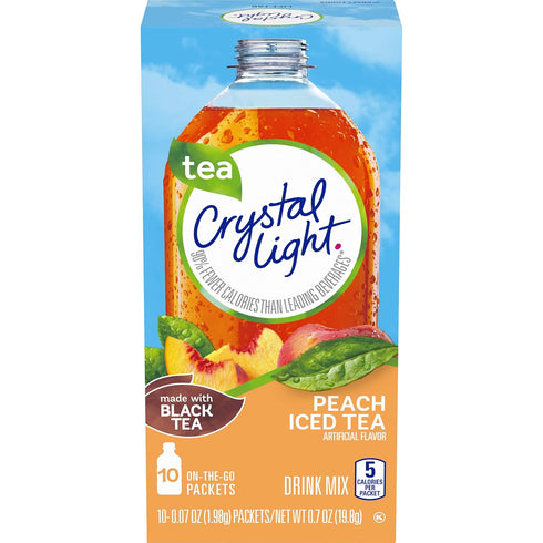 10 (Pack 8) Crystal Light On-the-Go, Peach Iced Tea Drink Mix, CT