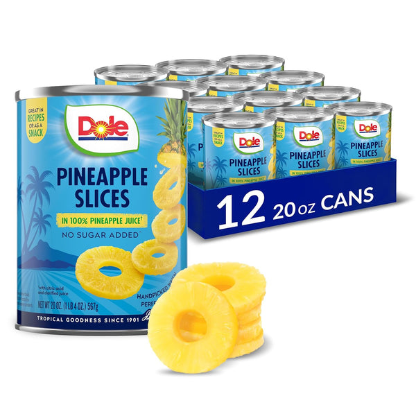 Dole Pineapple Slices in 100% Pineapple Juice with No Sugar Added -
