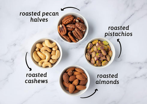 8 Food to Live Premium Four Nuts Mix, Ounces A Blend of Dry Roasted Pistachios, Almonds, Pecans, Cashews, and Almonds