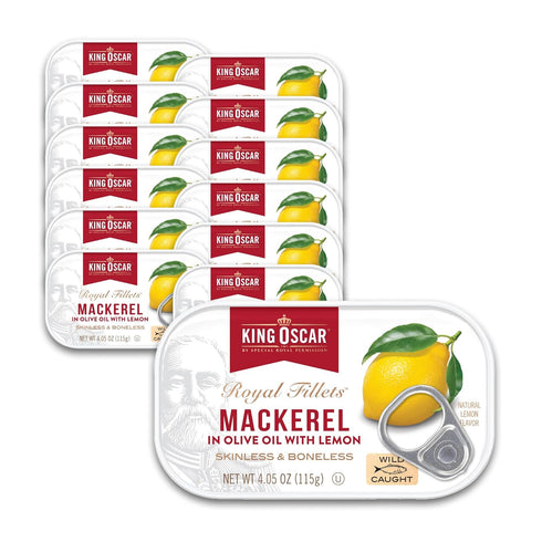 King Oscar Mackerel in Olive Oil with Lemon, 4.05 Ounce Cans (Pack