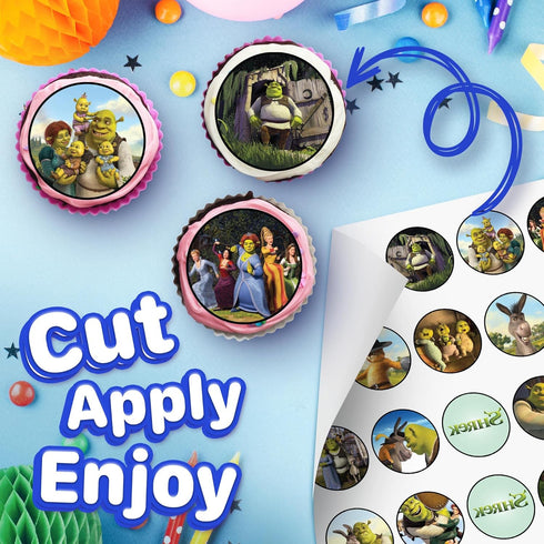 30 x Cupcake Toppers, Themed of Monster Green Collection, Edible Cake Decorations, Uncut on Wafer Sheet