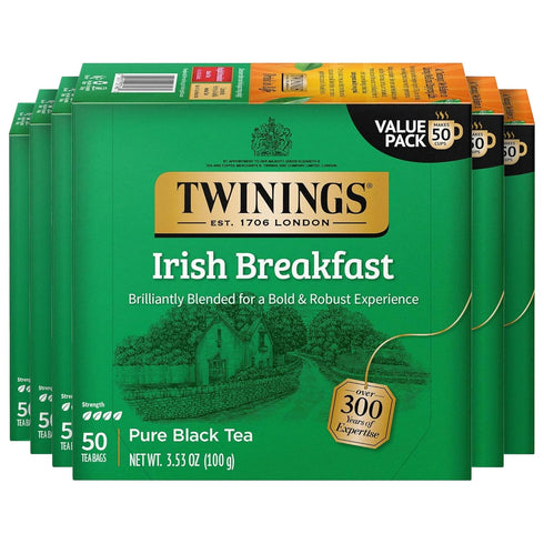 Twinings Irish Breakfast Black Tea Individually Wrapped Bags, 50 Count (Pack of