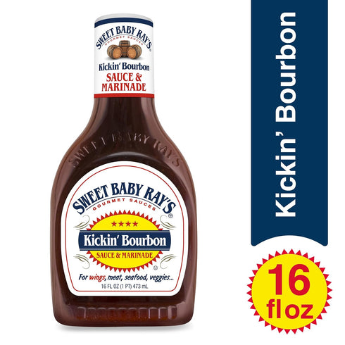16 Oz (Pack 4) Sweet Baby Ray's Sauce and Marinade, Kickin' Bourbon Fl
