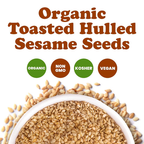 4 Food to Live Organic Toasted Hulled Sesame Seeds, Pounds Crunchy and Nutritious Snack, Oven Roasted, Unsalted, No Oil