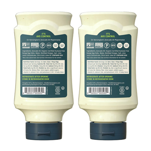 2 Count 12 oz Sir Kensington's Mayonnaise Avocado Oil Mayo Keto Diet & Paleo Diet Certified Gluten Free & Non-GMO
