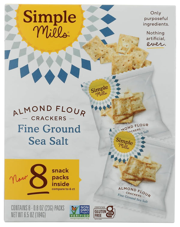 Simple Mills, Fine Ground Sea Salt Crackers Snack Pack, 8 Count, 0.8