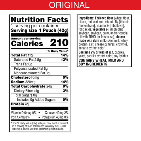 (48 Cheez-It Cheese Crackers, Baked Snack Crackers, Lunch Snacks, Original Pouches)