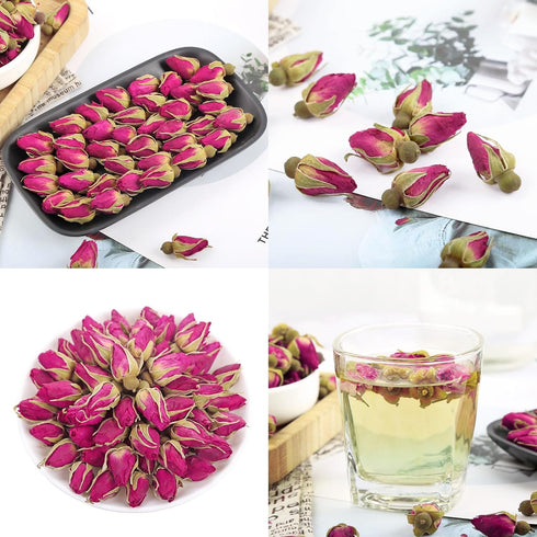 MQUPIN Dried Red Rose Bud Tea - 100% Natural Pure Flower Edible Buds, Culinary Food Grade, 250g/3Packs