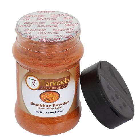 Tarkeeb Sambar Masala, South Indian 11-Spice Blend Lentil Soup Spice Blend, 3.52 oz (100g) Shaker Top PET Jar, All