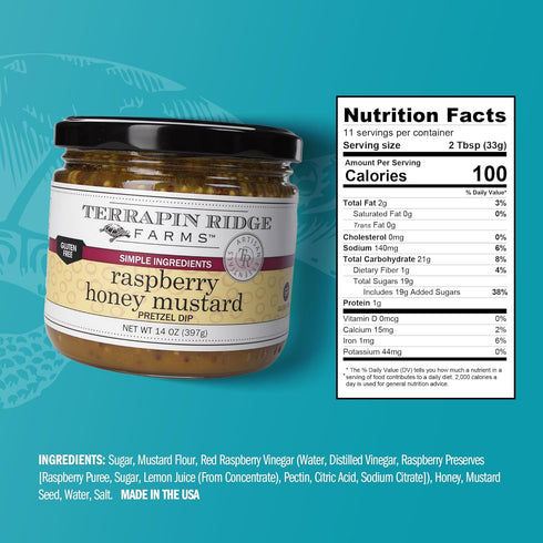 14 oz Terrapin Ridge Farms Raspberry Honey Mustard Pretzel Dip - Sweet Dip with Coarse Mustard & Tart Raspberries