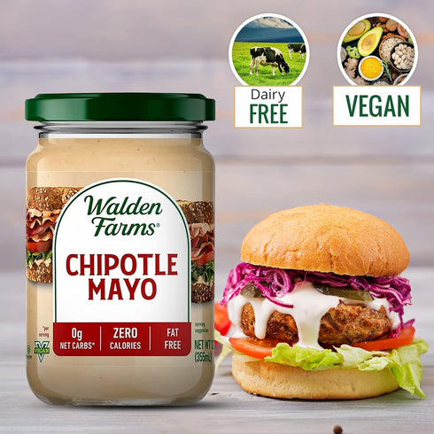12 oz Walden Farms Chipotle Mayo Zero Calorie, Sugar Free, Keto & Fat Free Spicy Vegan Mayonnaise Alternative