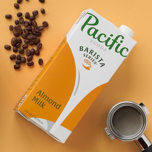 32 oz (Pack 4) Pacific Foods Barista Series Original Almond Milk, Plant Based Milk, Carton