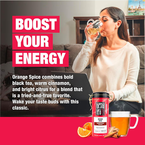 50 5 oz Tiesta Tea - Orange Spice Tea, Loose Leaf, Cinnamon Orange Black Tea, Premium High Caffeine Tea Blend, Make Hot