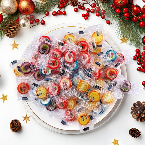 10 Oz Fruit Slices Candy Individually Wrapped - Fruit Melody Hard Candy Assortment in Bulk Variety Fruity Flavors