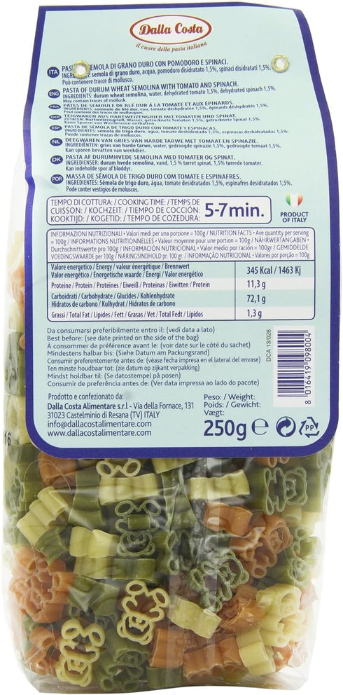 Dalla Costa 250 (Pack 6) Teddy Bear Shapes Pasta g