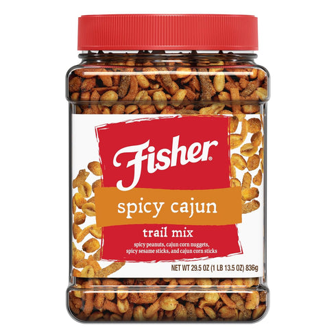 Fisher Snack Spicy Cajun Trail Mix, 29.5 oz (Pack of 1), Resealable