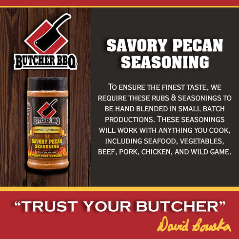 Butcher BBQ Savory Pecan Seasoning Barbeque Rub Spices - Gluten Free, World Championship Winning Formula