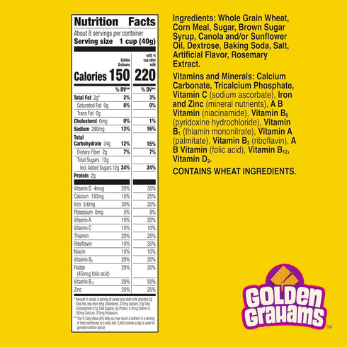 11.7 oz Golden Grahams Breakfast Cereal, Graham Cracker Taste, Made with Whole Grain
