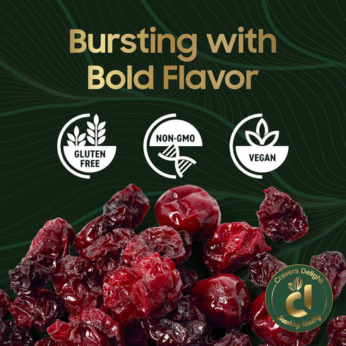 (2 Lb) Cravers Delight Sweetened Dried Cherries Tart Cherry Pitted Dried Fruit, Low Added Sugar Great for Baking