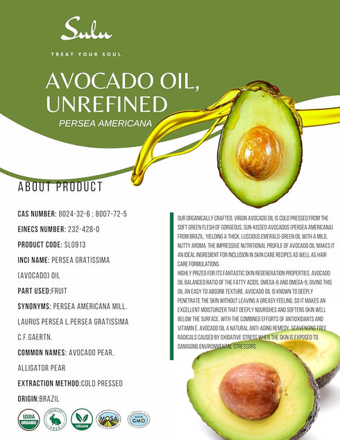 16 fl.oz USDA Certified Organic Cold Pressed Unrefined Raw Avocado Oil