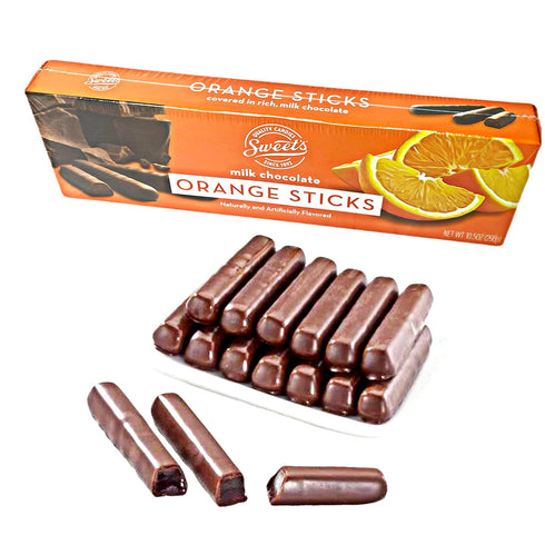 10.5 oz (Pack 4) Sweet Candy Company Milk Chocolate Orange Sticks - Gourmet Chocolate Covered Sticks, Chocolate Fruit