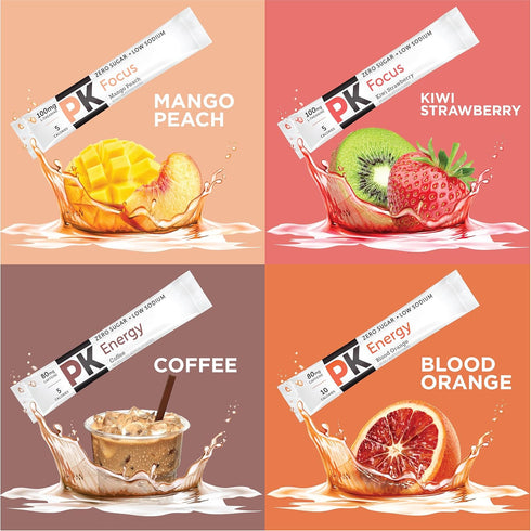Pack,Blood 40 Count (Pack 1) PURE KICK Energy and Focus Singles To Go Drink Mix Variety Orange, Coffee, Strawberry Kiwi