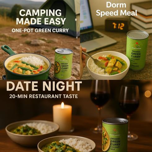 Pack 6 Islands Harvest Organic Green Curry Coconut Milk of - Vegan, Kosher, Halal, Non-GMO, USDA Organic - No Added