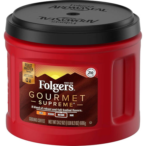 24.2 Folgers Gourmet Supreme Medium Dark Roast Ground Coffee, Ounces